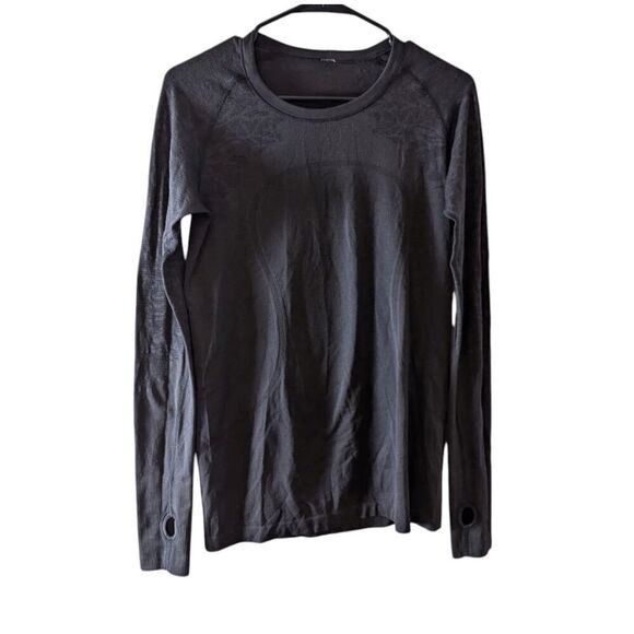 LULULEMON ATHLETICA Swiftly Tech Long Sleeve Crew In Black Cherry/Black Size 10 - Picture 3 of 9